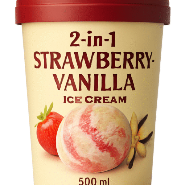 2-in-1 Strawberry+Vanilla Ice Cream (500ml)